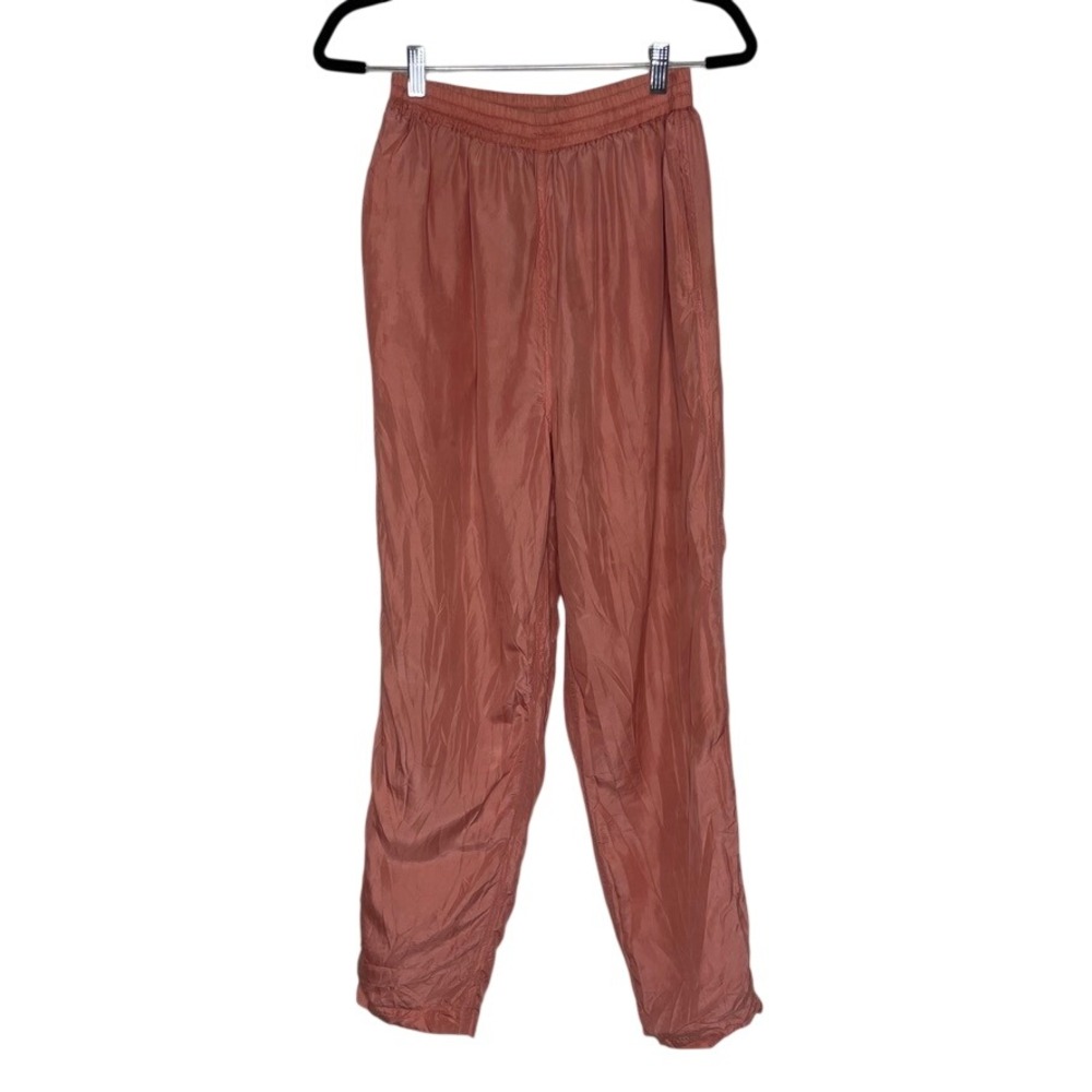 EVR Silk Track Pants Womens Medium Coral Pink Vintage Joggers Elastic Waist 90s